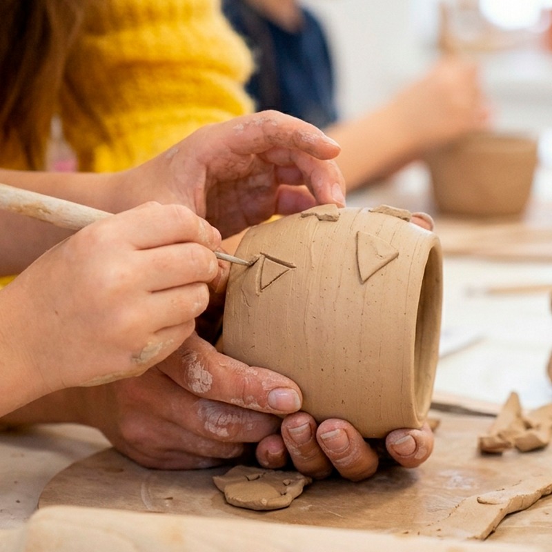 Taller de modelado de arcilla en el programa educativo Decoalbero
